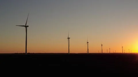 Wind Farm At Sunset Stock Footage 323861227