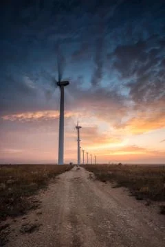 Wind farm at sunset Foto stock