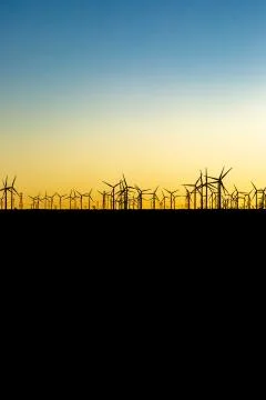 A Wind Farm at Sunset Foto stock