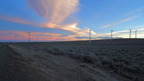 Wind Farm Sunset wide shot Stock Footage 81151822