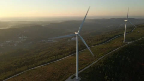 Wind farm on top of the mountain Stock Footage 171884478
