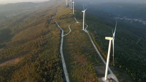 Wind farm on top of the mountain Stock Footage 171884518