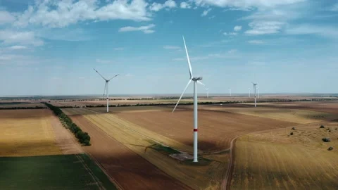 Wind farm top view. Alternative natural source, preservation of ecology. Stock-Footage 141820564