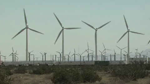 Wind Farm With A Train In The Foreground 2 Video stock 19057600