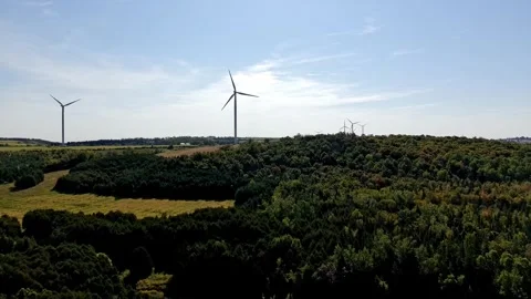 Wind farm turbines in Canada Stock Footage 317553533