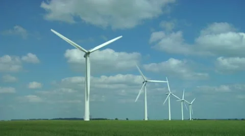 Wind Farm Turbines Stock Footage 12439333