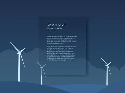Wind farm vector illustration with space for your text or presentation. Clean Stock Illustration