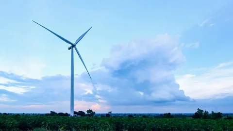 Wind farm. Wind turbines generating electricity. energy conservation concept Stock Footage 78525811