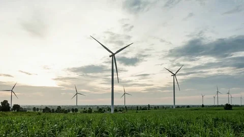Wind farm. Wind turbines generating electricity. energy conservation concept Stock Footage 78526034