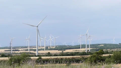 Wind farm of windmills. Wind energy, renewable energy Stock Footage 200980357