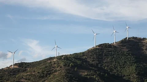 Wind farm on a windy hill Stock Footage 45620201