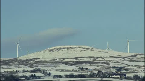 Wind farm in winter becalmed Video stock 20540715