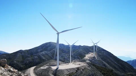 Wind farm zoom in. Stock Footage 220023293