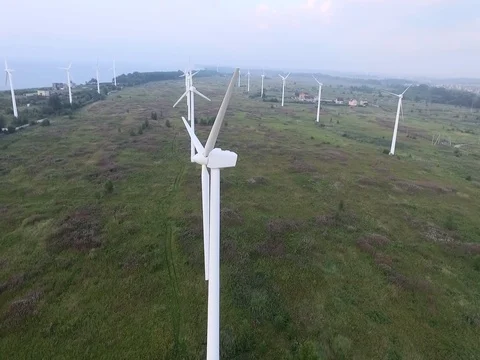 The Wind Farms On The Meadow Stock Footage 84967849