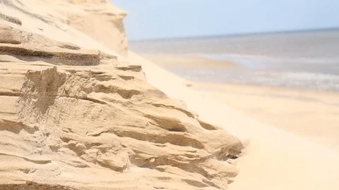 Wind Forming Beautiful Patterned Texture in Golden Sand Dunes Vídeo Stock 94529821
