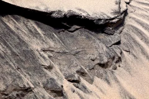 Wind forms structures in the dunes at the beach Stock Photos