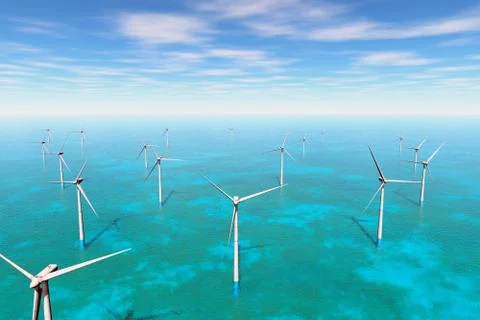 Wind Fram in the Sea 01 Stock Illustration