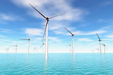 Wind Fram in the Sea 02 Stock Illustration