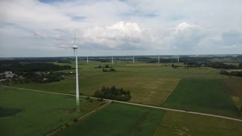 Wind generator aerial panorama Stock Footage 133630146