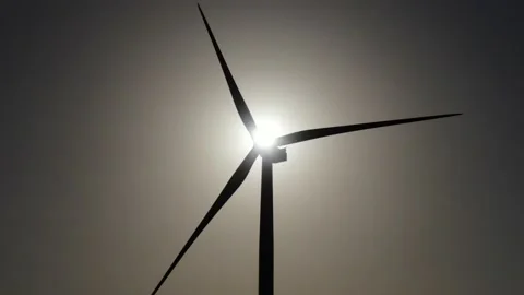 Wind generator and blades on the background of the sun #02 库存影片 132201850