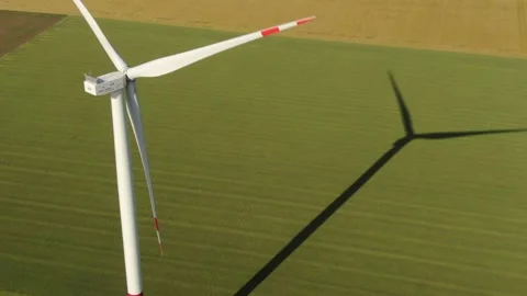 Wind generator and its shadow on a field with wheat part #02 Stock Footage 132201210