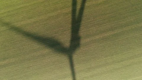 Wind generator and its shadow on a field with wheat part #04 库存影片 132201555