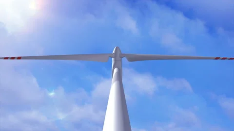 Wind generator on a background of a sky and plane Stock Footage 87949535