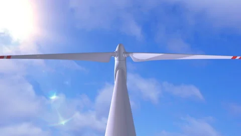 Wind generator on a background of a sunny sky Video stock 87908632