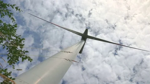 Wind generator - bottom view with grass Stock Footage 77067317