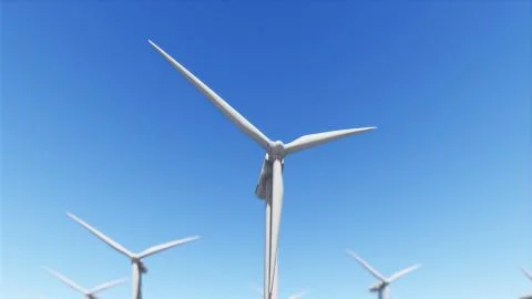 Wind generator on clear sky 3D render Stock Illustration