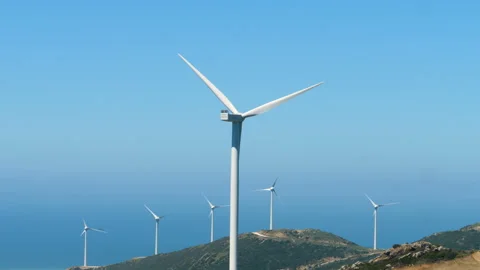 Wind generator close up. Nature and ecology concept. Vidéo 143171597