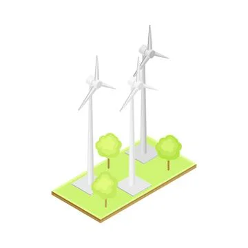 Wind Generator as Ecological Resource of Electric Power Isometric Vector イラスト素材
