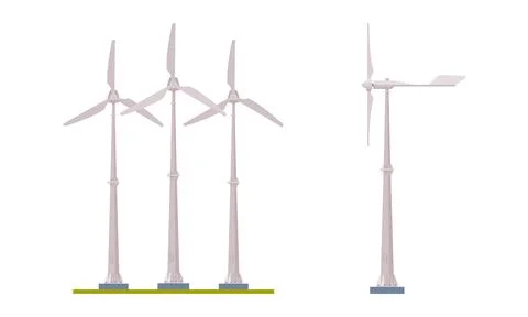 Wind Generator as Ecological Resource of Electric Power Vector Set イラスト素材