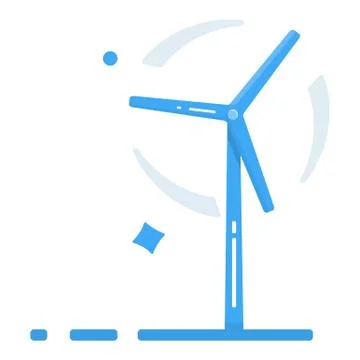Wind generator Flat design style. Windmill icon with long shadow. Modern   in Stock Illustration