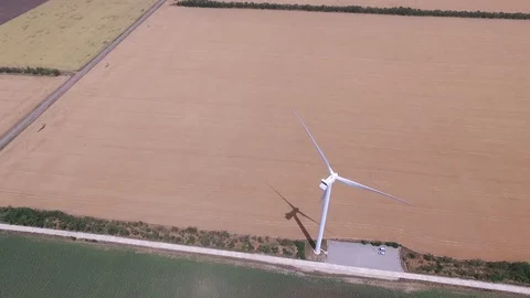The wind generator generates electricity. Copter 2 Stock Footage 91393498