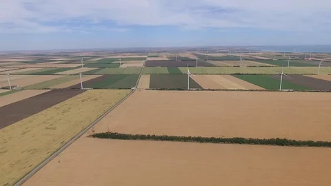 The wind generator generates electricity. Copter 4 Stock Footage 91393503