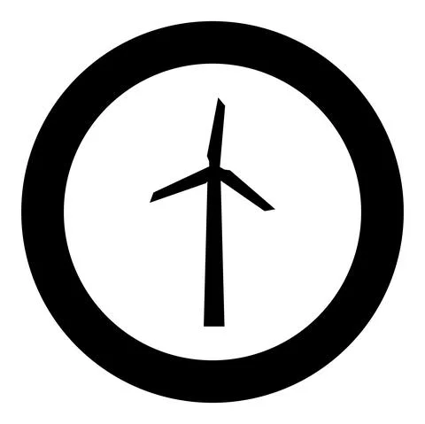 Wind generator icon in circle round black color vector illustration image sol イラスト素材