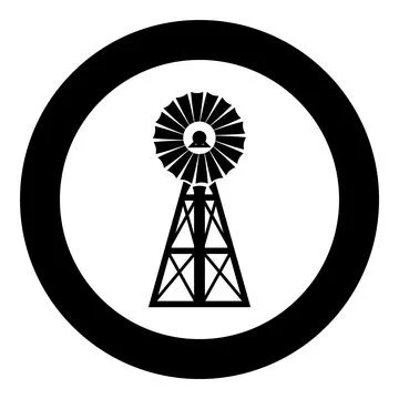 Wind generator icon in circle round black color vector illustration image sol イラスト素材
