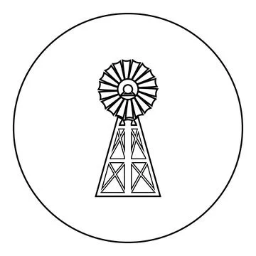 Wind generator icon in circle round black color vector illustration image out イラスト素材