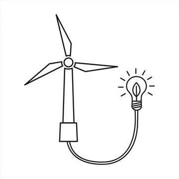 Wind generator icon with light bulb. Stock Illustration