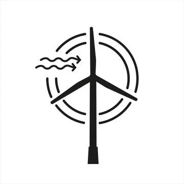 Wind generator icon. Windmill silhouette. Stock Illustration