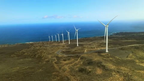 Wind generator landscape. Windmill in America. Renewable energy technology Drone Stock Footage 136334816