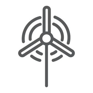 Wind generator line icon, ecology and energy, wind turbine sign, vector graphics Illustrazione stock