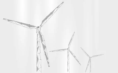 Wind generator low poly abstract background. Save ecology green energy electr Stock Illustration