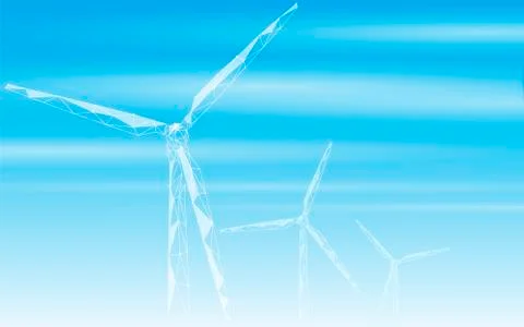 Wind generator low poly abstract background. Save ecology green energy electr Stock-Illustration