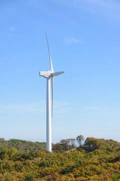 Wind generator in a mountain Stock Photos