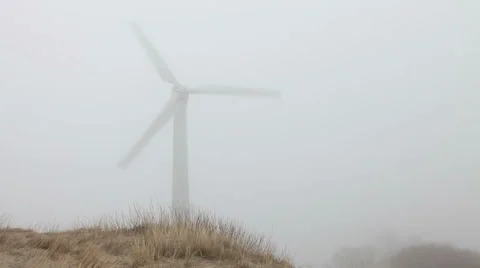 Wind generator rotating in mist Stock Footage 37218207