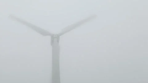 Wind generator rotating in mist Stock Footage 37219990