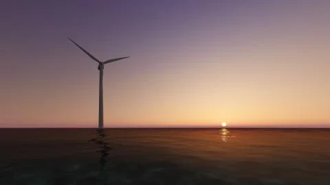 Wind generator sea 3D render Stock Illustration