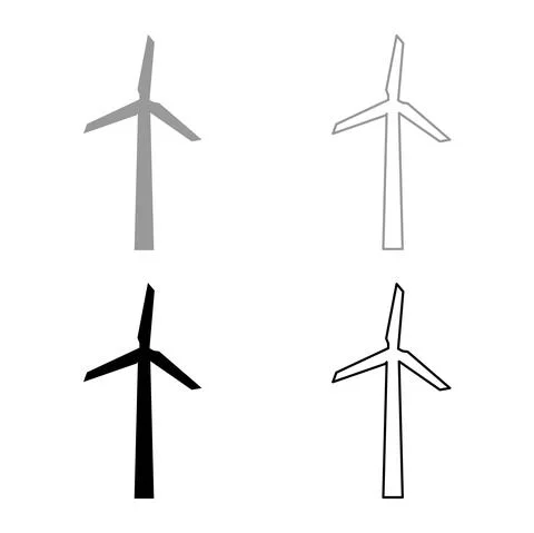 Wind generator set icon grey black color vector illustration image flat style Stock Illustration